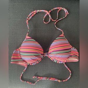 Victoria’s Secret The Fabulous Push-Up Rainbow Striped Bikini Top Size 34B